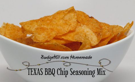 Texas BBQ Chips Bbq Chip Seasoning, Chip Seasoning, Fried Potato Chips, Baked Potato Chips, Bbq Chips, Potato Chip Recipes, Homemade Dry Mixes, Dry Rub Recipes, Dry Mixes