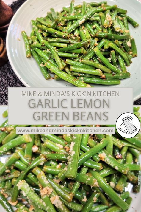 These Garlic Lemon Green Beans are a refreshing side for dinner tonight. Just a little garlic, lemon and a sprinkle of parm for perfection. Sides For Lemon Garlic Chicken, Lemon Pepper Green Beans, Garlic Lemon Green Beans, Green Beans With Lemon And Garlic, Roasted Garlic Parmesan Green Beans, Garlic Parm Green Beans, Lemon Garlic Chicken And Green Beans, Roasted Green Beans Garlic Parmesan Lemon, Side For Dinner