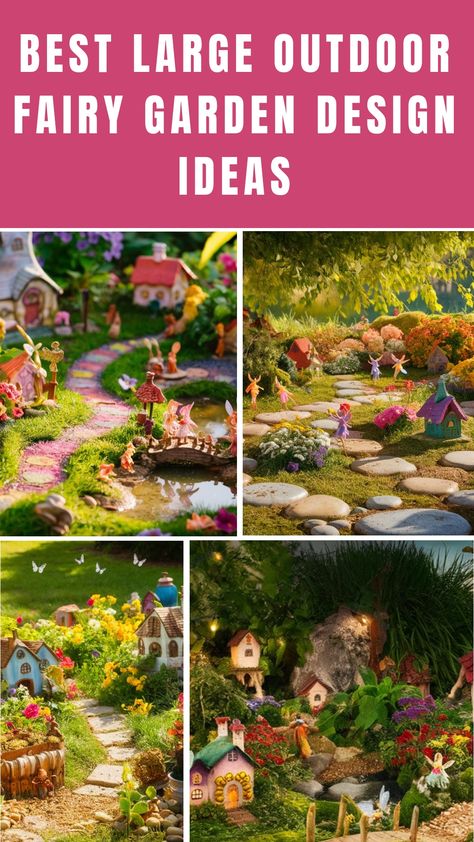 Discover a world of whimsical possibilities with this curated collection of 10 enchanting large outdoor fairy garden design ideas. Let these creative concepts inspire you to transform your outdoor space into a magical haven where imagination thrives. Embrace the charm and wonder of fairy gardens as you open the door to endless creativity and beauty in your own backyard. Large Fairy Garden Ideas Backyards, How To Make A Fairy Garden, Large Fairy Garden Ideas, Fairy Garden Ideas Outdoor, Miniature Garden Diy, Fairy Garden Design Ideas, Fairy Gardens Ideas, Large Fairy Garden, Outdoor Fairy Garden