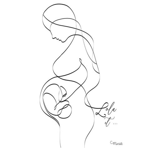 Pregnancy Drawing, Pregnancy Tattoo, Art Abstrait Ligne, Ideas Cuadros, Birth Art, Pregnancy Art, Patterns Flowers, Birth Prints, Mother Tattoos