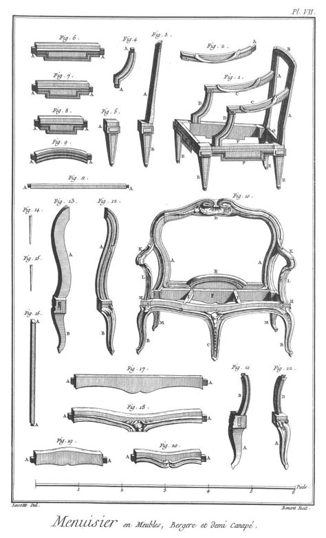 Furniture Design Reference: Diagrams of 18th Century Furniture Broken Down Into Its Components - Core77 Drawing Furniture, Royal Furniture, 3d Cnc, Antique Chairs, French Furniture, Furniture Details, Miniature Furniture, Furniture Designs, Colorful Furniture