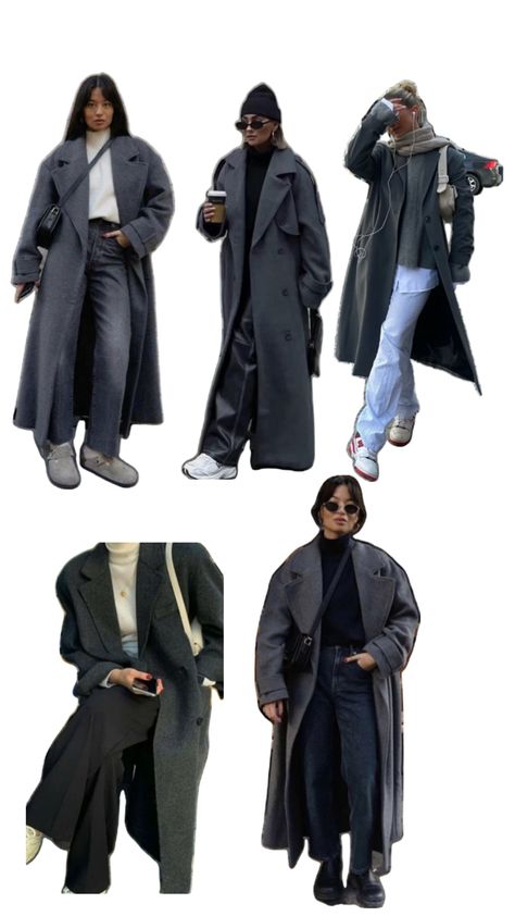 Grey trenchcoat fits Gray Trench Coat Outfit, Grey Trench Coat Outfit, Grey Winter Outfit, Grey Coat Outfit, Gray Trench Coat, Trench Outfit, Grey Winter Coat, Hijabi Fits, Trench Coat Outfit