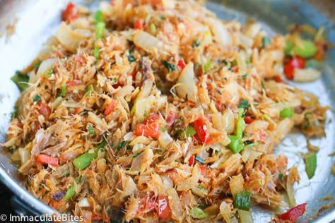 Salt Fish Recipe Jamaican, Salt Fish Recipe, Bake And Saltfish, Guyana Food, Bake Fish, West Indian Recipes, Trinidad Food, West Indian Food, Trinidadian Recipes