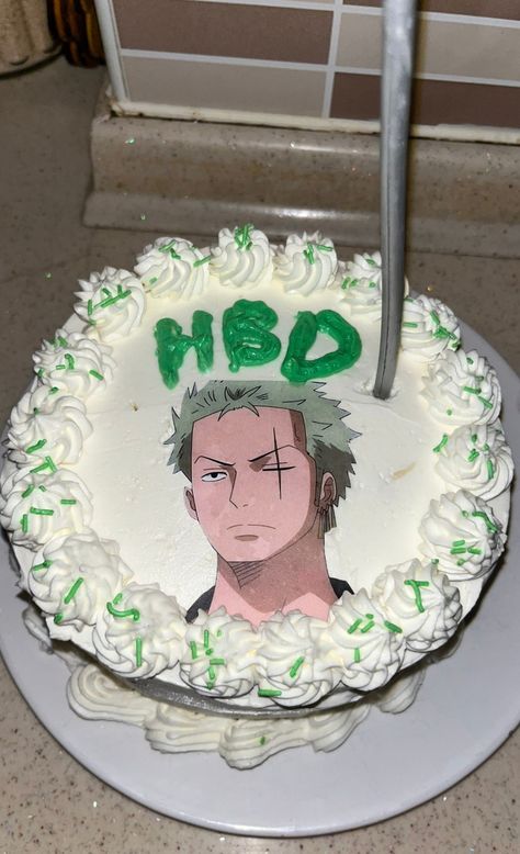 Zoro Birthday, Anime Birthday Cake, Cake One Piece, One Piece Cake, Cake Anime, Heart Birthday Cake, Anime Birthday, Anime Cake, One Piece Zoro