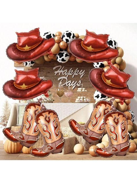 8pcs Western Theme Party Balloons, Including 4pcs Cowgirl Boot Balloons And 4pcs Cowgirl Hat Foil Balloons, Great For Western Theme Birthday Party Bachelorette Party DecorationI discovered amazing products on SHEIN.com, come check them out! Western Theme Birthday Party, Bachelorette Party Decoration, Western Theme Party, Cowgirl Boot, Party Bachelorette, Theme Birthday Party, Cowgirl Hat, Western Theme, Bachelorette Party Decorations