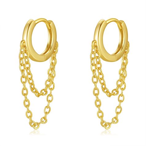 Long chain earrings gold