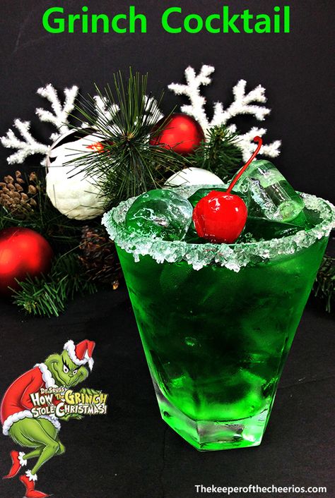 Grinch Cocktail, adult drink, Adult Christmas drink Grinch Cocktail, Xmas Drinks, Christmas Drinks Alcohol Recipes, Christmas Party Drinks, Christmas Drinks Recipes, Christmas Drinks Alcohol, Grinch Christmas Party, Christmas Punch, Christmas Party Food