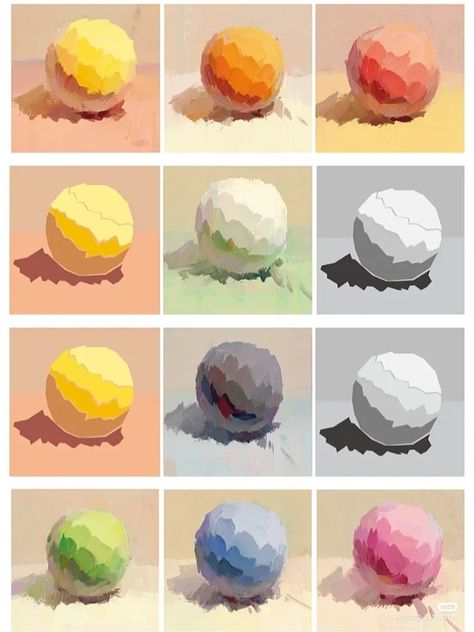 Digital Oil Painting Tutorial, Color Theory Painting, Concept Art Tutorial, Oil Painting Tutorial, Food Illustration Art, Color Study, Oil Pastel Art, Gouache Art, 수채화 그림