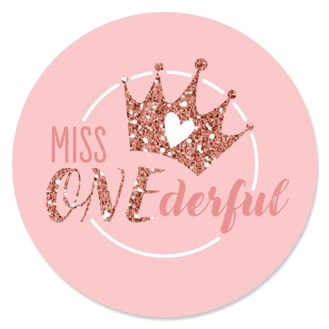 Big Dot Of Happiness 1st Birthday Little Miss Onederful - Girl First Birthday Party Circle Sticker Labels - 24 Count Little Miss Onederful, Miss Onederful, Mr Onederful Birthday, First Birthday Party Favor, Onederful Birthday, Round Sticker Labels, Easy Party Decorations, Baby Art Projects, Birthday Party Stickers