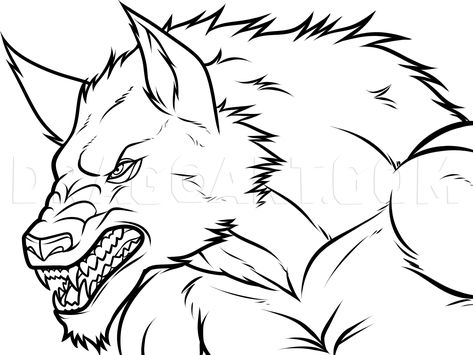 How To Draw A Werewolf Easy, Step by Step, Drawing Guide, by Dawn | dragoart.com Werewolf Drawing Easy, Werewolf Drawings, Drawings Character Design, Werewolf Card, Werewolf Eyes, Wolf Drawing Easy, Simple Cartoon Characters, Werewolf Tattoo, Scary Wolf