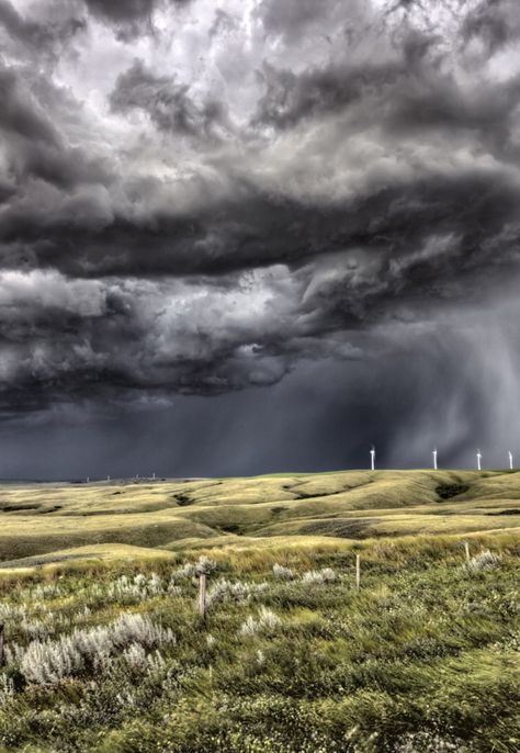 Rain Astethic, Rainy Day Aesthetic, Wind Farm, Dark Clouds, Stormy Weather, Summer Rain, Storm Clouds, Beautiful Sky, Landscape Photos