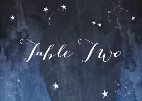 Constellation Stars Midnight Blue Wedding Table Name and Number Cards Midnight Blue Wedding, Holly Wedding, Table Name Cards, Wedding Table Names, Reception Invitations, Kids Birthday Party Invitations, Table Names, Vintage Invitations, Blue Table