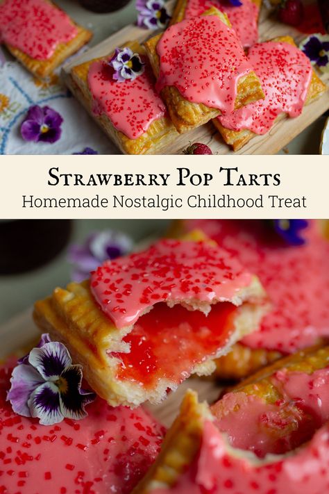 Homemade Fresh Strawberry Pop Tarts: Easy Nostalgic Breakfast Treat Nostalgic Breakfast, Strawberry Poptarts, Strawberry Poptart, Strawberry Pop Tarts, Homestead Food, Cottage Bakery, Strawberry Pop, Bread Head, Poptart Recipe