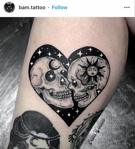 Witchy Tattoo Designs, Skull Couple Tattoo, Maching Tattoos, Gothic Tattoos, V Tattoo, Tattoo 2024, Skull Hand Tattoo, Flash Ideas, Couple Tattoos Unique