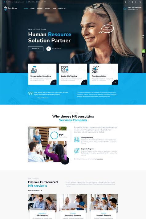 Emphires is a WordPress theme designed specifically for human resources and recruiting agencies. It provides a range of features and design elements to create a professional and user-friendly website for showcasing job listings, recruiting services, and attracting candidates and clients. Hr Website Design, Agency Website Design, Gui Design, Professional Website Design, Website Ideas, Creative Web Design, Web Ui Design, Leadership Training, Webpage Design