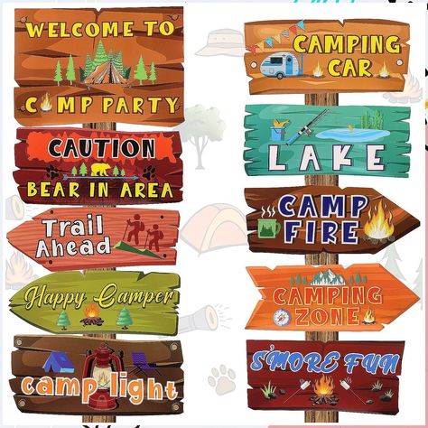 20 Pieces Camping Party Sign Camping Party Themed Directional Signs Camper Sign Camping Cutouts Welcome Yard Outdoor Wall Sign Party Supplies Photo Props Backdrop Decoration Party Decor Camping Birthday Party Decorations, Camper Signs, Adventure Party, Camping Birthday Party, Camping Signs, Camping Birthday, Camping Decor, Directional Signs, Camping Party