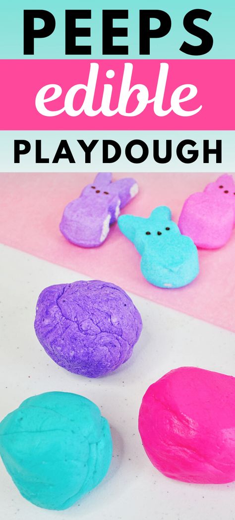 Peeps Playdough Recipe, Peeps Playdough, Edible Playdough Recipe, Easter Playdough, Edible Play Dough Recipe, Edible Play Dough, Edible Playdough, Preschool Cooking, Easter Fun Food