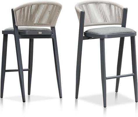 Amazon.com : PURPLE LEAF Counter Height Bar Stool Set of 2 Modern Aluminum Rattan Wicker Outdoor Barstools with Backrest and Cushion for Kitchen Lawn Pool Bar Chairs Brown : Home & Kitchen Barstools In Pool, Outdoor Bar Stools Patio, Modern Outdoor Bar Stools, Outdoor Barstools, Coastal Counter Stools Bed Bath & Beyond, Riviera Rattan Bar & Counter Stools, Counter Height Bar, Pool Bar, Counter Height Bar Stools