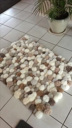 Diy Pompom Rug, Pom Pom Crafts For Adults, Pom Pom Rug Diy, Pom Pom Rugs, Pompom Rugs, Pompom Rug, Diy Pom Pom Rug, Pom Pom Rug, Crochet Rug Patterns