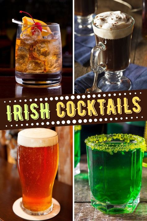 Get the luck of the Irish with these tasty Irish cocktails! From the mule to the maid to Irish coffee, you won't be able to resist these traditional drinks. Irish Mixed Drinks St Pattys, Irish Maid Cocktail, Irish Redhead Drink, Irish Whisky Cocktails, Irish Alcoholic Drinks, Irish Cocktails Traditional, Irish Cocktails St. Patrick's Day, Irish Margarita, Irish Drinks Cocktails