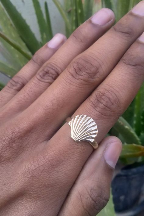 Scallop Shell Ring / Brass Ring / Minimalist Brass Ring / Shell Ring / Gift For Her / Birthday Gift Jewelry / Women Brass Ring / Easter Gift by Shomilijewellers on Etsy Simple Handmade Stackable Rings For Gift, Simple Handmade Stackable Rings As Gift, Christmas Sparkle, Coquille Saint Jacques, Jewelry Photoshoot, Scallop Shell, Shell Ring, Scallop Shells, Gift For Her Birthday