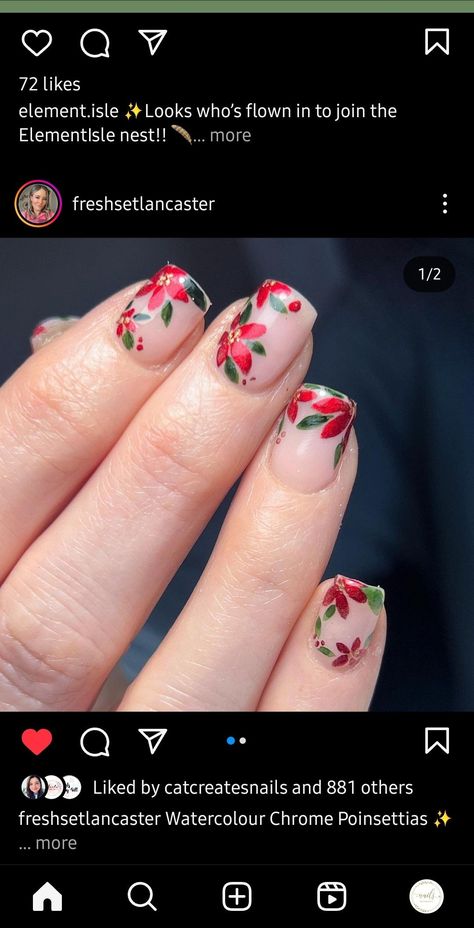 Poinsettia Nail Design, Christmas Nails Poinsettia, Poinsetta Nails Nailart, Pointsettia Nails, Poinsettia Nails Design, Pointsetta Nails, Poinsettia Nail Art, Pointsetta Nail Design, Christmas Flower Nails