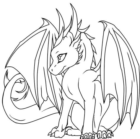 Baby Dragons Drawing, Easy Dragon Drawings, Realistic Dragon, Cute Dragon Drawing, Dragon Coloring, Dragon Silhouette, Animal Templates, Cartoon Dragon, Dragon Coloring Page