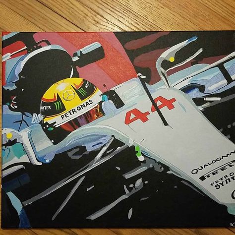 12x12 inch Print of a Lewis Hamilton Painting. F1 Painting Ideas Easy, Lewis Hamilton Painting, Lewis Hamilton Art, Hamilton Painting, Hamilton Drawings, Motor Art, F1 Art, Pencil Sketches, Diy Creative Crafts