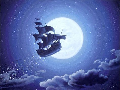 Peter Pan Art, Peter Pans, Peter Pan Nursery, The Jolly Roger, Peter Pan Disney, 동화 삽화, Images Disney, Ship Drawing, Treasure Planet