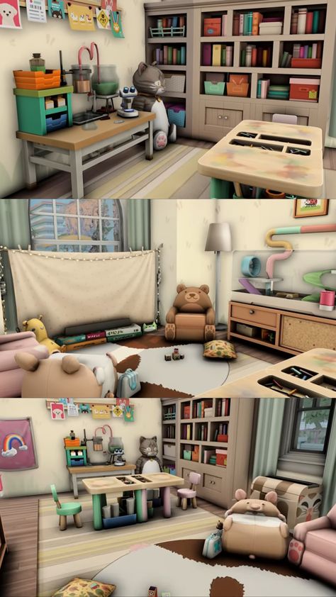 Sims 4 Triplets Room, Sims 4 Hobby Room, Sims 4 Extra Room Ideas, Sims 4 Family Room, Todler Room, Sims 4 Family House, Sims 4 Challenges, Sims 4 Family, Sims Builds