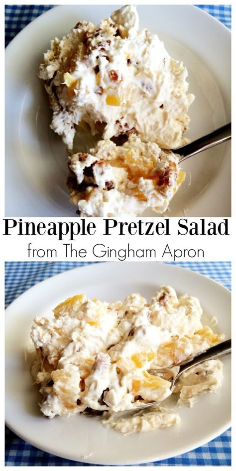 Coated Pretzels, Pineapple Pretzel Salad, Fluff Salads, Salad Coleslaw, Fluff Salad, Pretzel Salad, Fruit Salad Recipes, Pudding Desserts, Dessert Salads