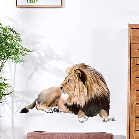 Amazon.com: ROFARSO Lifelike Cute Lovely Baby Lion Animal Wall Stickers Removable Wall Decals Peel and Stick Wall Art Decorations Home Decor for Kid Nursery Baby Bedroom Living Room Playing Room Murals : Everything Else Standing Lion, Animal Wall Stickers, Playroom/living Room, Playing Room, Stick Wall Art, Kids Room Wall Decals, Baby Lion, Removable Wall Decals, Hand Painted Walls