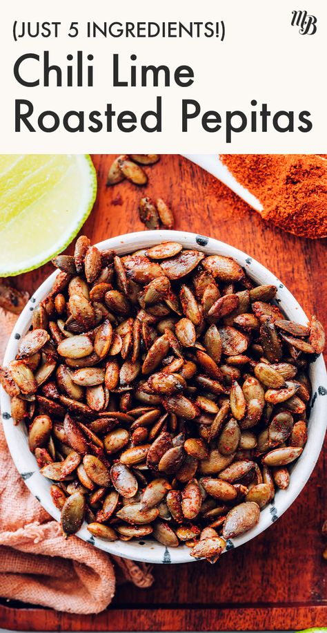 Chili Lime Pepitas, Chili Roasted Pistachios, Roasted Pepitas Recipe, Spicy Pepitas Recipe, Roasted Pepitas Seeds, Seasoned Pepitas, Pepitas Recipes, Pub Snacks, Seed Snacks