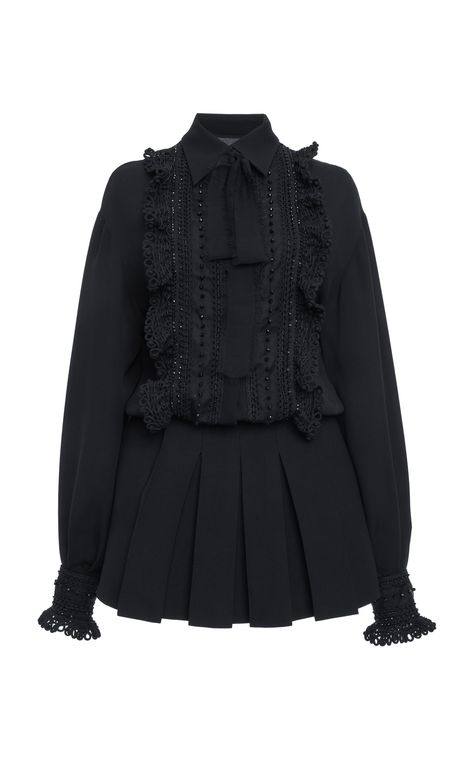 Valentino Dress, Silk Mini Dress, Embroidered Silk, Office Outfits, Outfit Set, Black Outfit, Aesthetic Fashion, Wearing Black, Moda Operandi