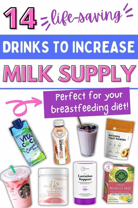 A list of the beast drinks for milk supply to add to your breastfeeding diet. Including coconut milk, body armor, starbucks pink drink, various smoothies, etc. All with recipes if you want to make them at home by yourself. #breastfeeding #milksupply Drinks That Help Milk Supply, Drinks To Increase Milk Supply, Drinks That Boost Milk Supply, Drink To Increase Milk Supply, Milk Supply Drink, Breastfeeding Smoothie Milk Supply, Drinks For Milk Supply, Drinks To Boost Milk Supply, Diy Body Armor Drink