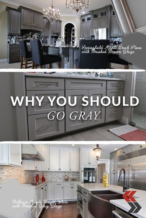 Gray has become one of the most popular neutral shades in cabinet design. #Gray Kitchen Ideas With Gray Cabinets, Kitchen Cabinets Makeover Colors, Grey Cabinets Kitchen, Charcoal Gray Kitchen Cabinets, Kitchen Cabinets Gray, Gray Cabinets Kitchen, Light Grey Kitchen Cabinets, Gray Kitchen Cabinets, Traditional Kitchens