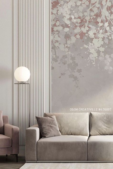 Modern Mural Wallpaper, Drawing Hall Wall Design, Wall Paneling With Wallpaper, Living Room With Wallpaper Accent Wall, Wallpaper Designs For Walls Living Room, Wall Panelling Living Room, Panelling With Wallpaper, Wallpaper For Living Room Modern, Living Room Wall Paneling