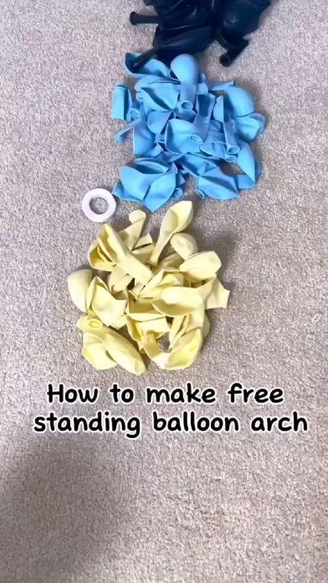 1st Birthday Event Ideas, Diy Easy Balloon Arch, How To Set Up Balloon Arch, Group Games With Balloons, Stand Balloon Decorations, How To Make Your Own Balloon Arch, Soccer Balloon Arch Ideas, How To Make Ballons Arch Stand, Self Standing Balloon Garland