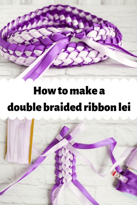 Braided Ribbon Lei, Graduation Leis Diy Ribbons, Braid Ribbon, Graduation Leis Diy, Graduation Money Lei, Four Strand Braids, Braided Ribbon, Funny Vine, Ribbon Braids