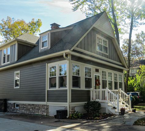 Monterey Taupe James Hardie Lap and Board & Batten Siding – Navajo Beige Trim, Straight Edge Shake – Kirkwood, MO Hardie Monterey Taupe, Board And Batton Siding, Hardie Board Colors, Board Batten Siding, Hardie Board Siding, Hardie Board, James Hardie Siding, Beige Trim, Hardie Siding