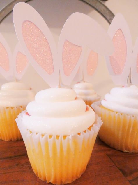 12 Bunny Ear Cupcake Toppers Glitter Bunny Ears Some Bunny - Etsy Paper Bunny Ears, Some Bunny Is Two, Bunny Birthday Theme, Sweet Baby Shower Ideas, Inside Ear, Some Bunny Is One, Bunny Party, Bunny Birthday, Cupcake Liners