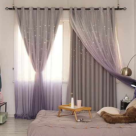 Princess Curtains, Star Curtains, Window Treatments Blinds, French Window, Blackout Curtains Bedroom, Star Cut Out, Grey Home, Grey Room, Grey Curtains