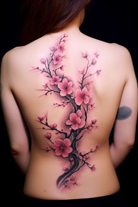 Intricate Japanese Blossom Tattoo for Women #tattoo #tattoos #art #ink #inked Japanese Blossom Tattoo, Japanese Tattoos Women, Women Samurai, Cherry Tree Tattoos, Back Tattoos For Women, Japanese Tattoo Women, Cherry Blossom Tree Tattoo, Tree Tattoo Back, Blossom Tree Tattoo