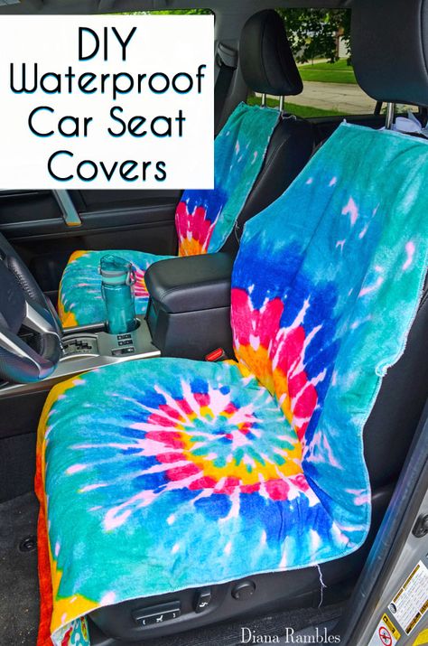 DIY Waterproof Seat Cover Sewing Tutorial - Need to protect your car seats from wet or dirty summer bodies? Make this easy waterproof seat cover to protect your car's upholstery. AD #SummerCarCare Cleaning Leather Car Seats, Diy Seat Covers, Diy Car Seat Cover, Car Seat Poncho, Car Accessories Diy, Car Seat Protector, Leather Car Seats, Car Upholstery, Waterproof Car