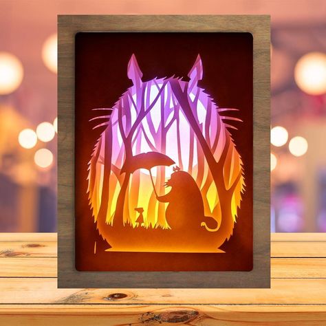 Mom Template, Totoro Art, Shadow Light Box, Box File, Decorative Night Lights, Paper Cut Design, Shadow Box Art, 3d Shadow Box, Paper Light