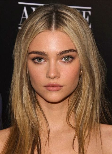 Blonde Hair For Cool Skin Tones Green Eyes, Morphed Face Claims, Makeup For Blondes With Green Eyes, Pretty Face Shape, Florence Pugh Nose, Blonde Woman Face Claim, Blonde With Dark Eyebrows, Blonde Hair Brown Eyes Makeup, Brown Eyebrows Blonde Hair