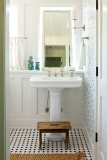 Renovation:  Senoia Farmhouse - traditional - bathroom - atlanta - by Historical Concepts Southern Living Bathroom, Ikea Farmhouse Sink, Mom Bathroom, Vintage Farmhouse Bathroom, Ikea Farmhouse, Beadboard Bathroom, Very Small Bathroom, Southern Farmhouse, Wainscoting Styles