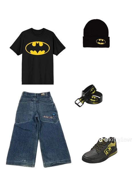 Batman Inspired Outfit, Edgy Outfits Aesthetic, Batman Inspired, Batman Outfits, Skater Outfits, Thrifted Outfits, Baggy Clothes, Outfit Inspo Casual, Funky Outfits