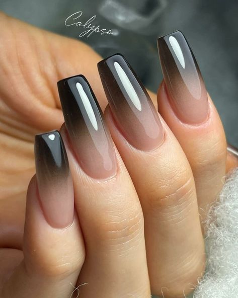 Black Ombré Nails, Rose Nail Design, Triple Negative Breast, Black Ombre Nails, Unique Manicure, Red Ombre Nails, Faded Nails, Ring Finger Nails, Coffin Nail Designs