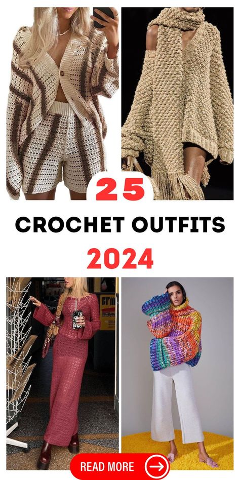 The crochet outfits aesthetic captures the essence of handcrafted beauty. Each piece tells a story of hours of dedication and skill, resulting in outfits that are as beautiful to wear as they are to look at. Perfect for those who appreciate the finer details, these crochet outfits add a layer of sophistication to any look. Trending Crochet 2024, 2024 Crochet Trends, Crochet Outfits Aesthetic, Crochet Outfit Ideas, Crochet Outfits, Black Women Dress, Crochet Aesthetic, Crochet Coat, Crochet Winter